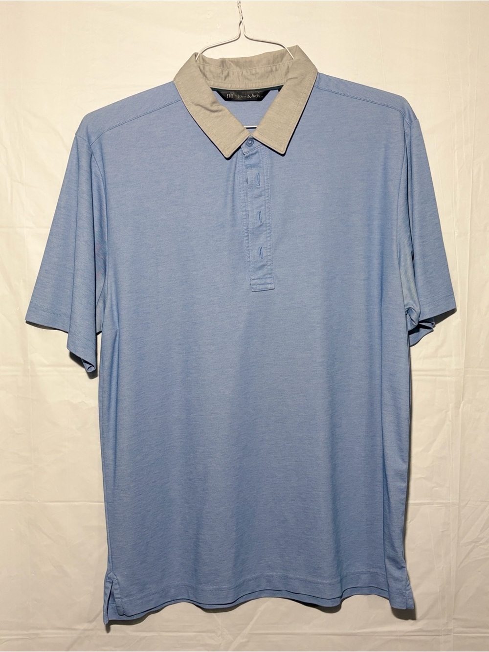 Travis Mathew Light Blue Polo with Beige Contrast Collar